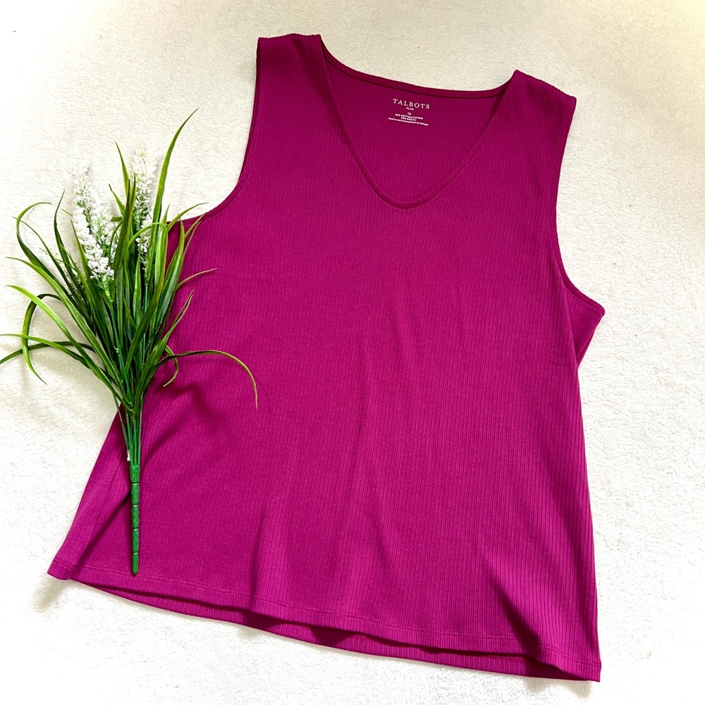 Talbots NWT Plum Classic Ribbed V-Neck Tank Top - 1X